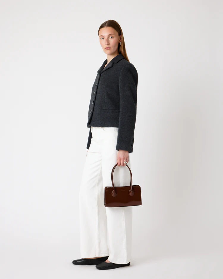 The Lou Bag in Brown Patent Leather