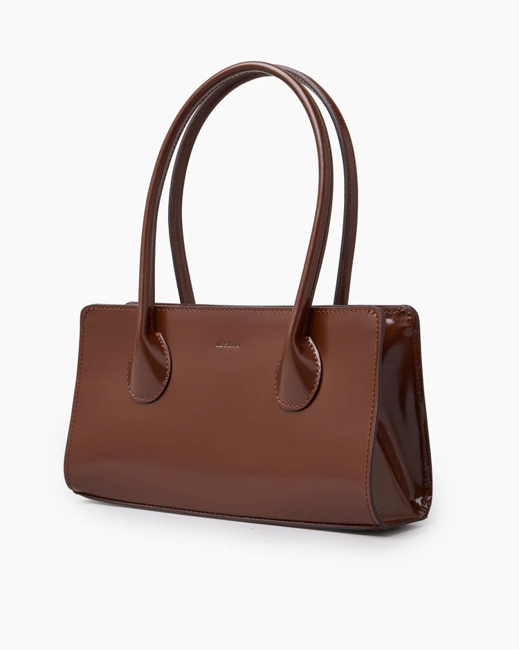 The Lou Bag in Brown Patent Leather
