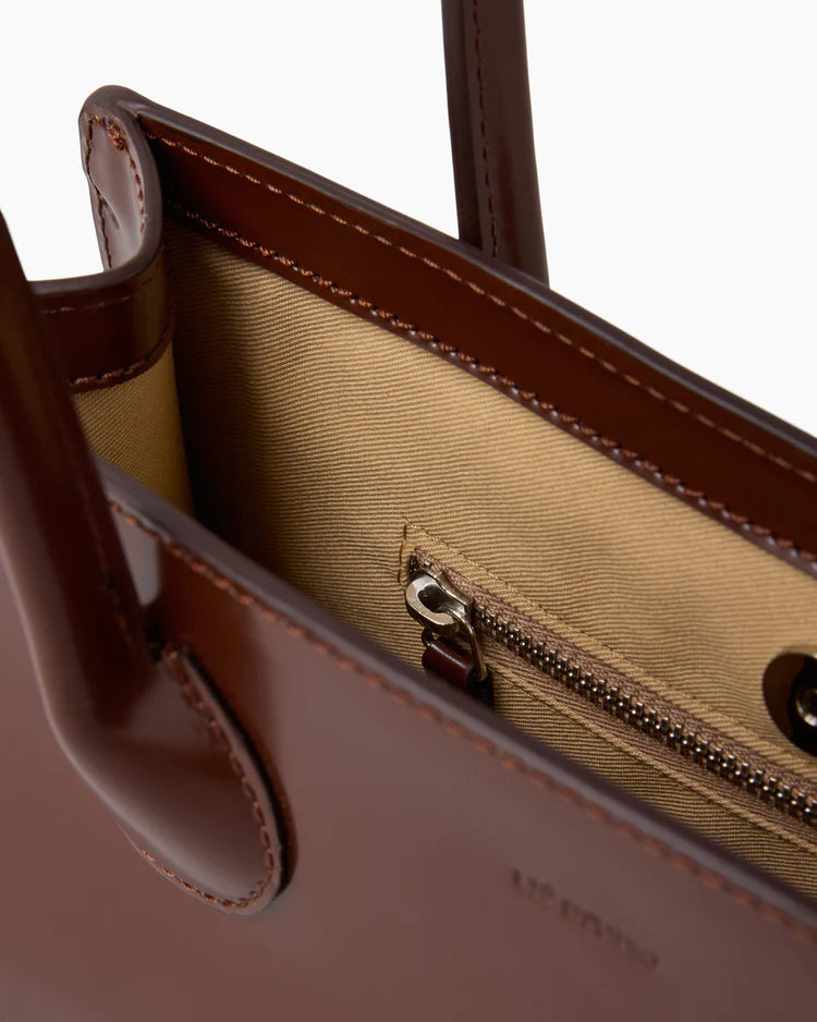 The Lou Bag in Brown Patent Leather