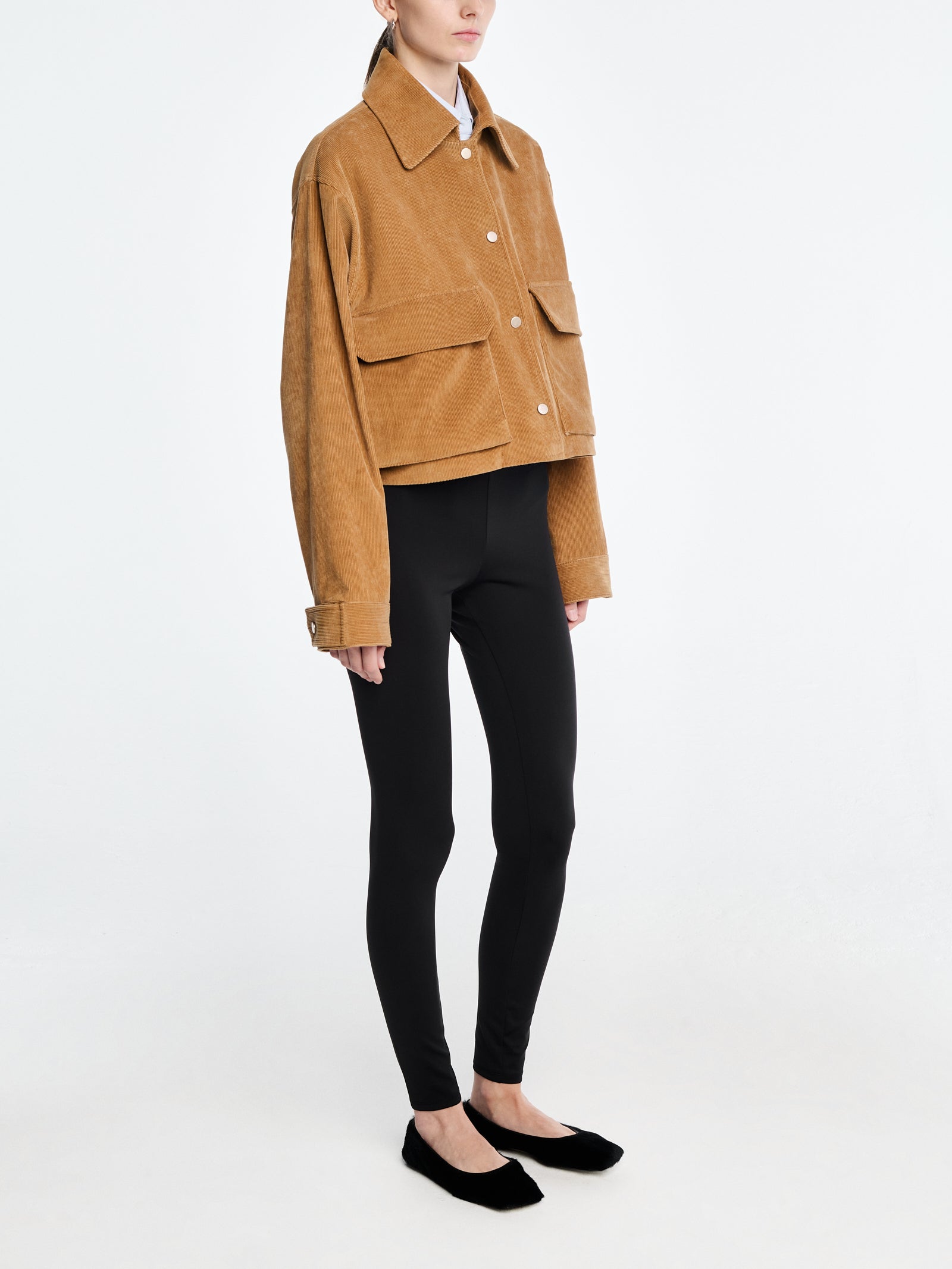 Cropped A-Line Jacket in Caramel