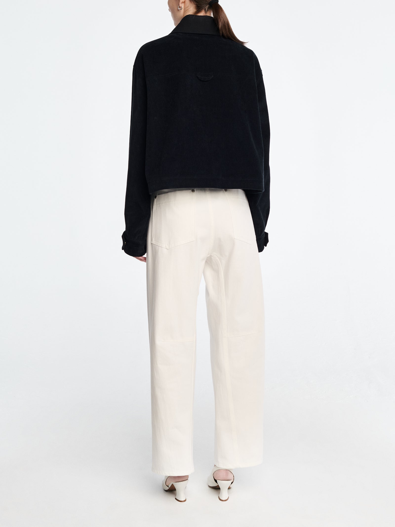 Cropped A-Line Jacket in Navy