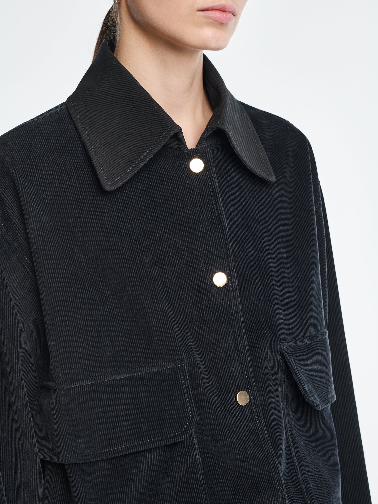 Cropped A-Line Jacket in Navy