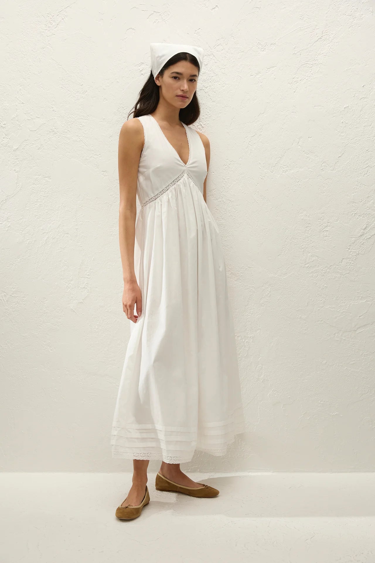 Fiora Midi Dress in Fresco Lace White