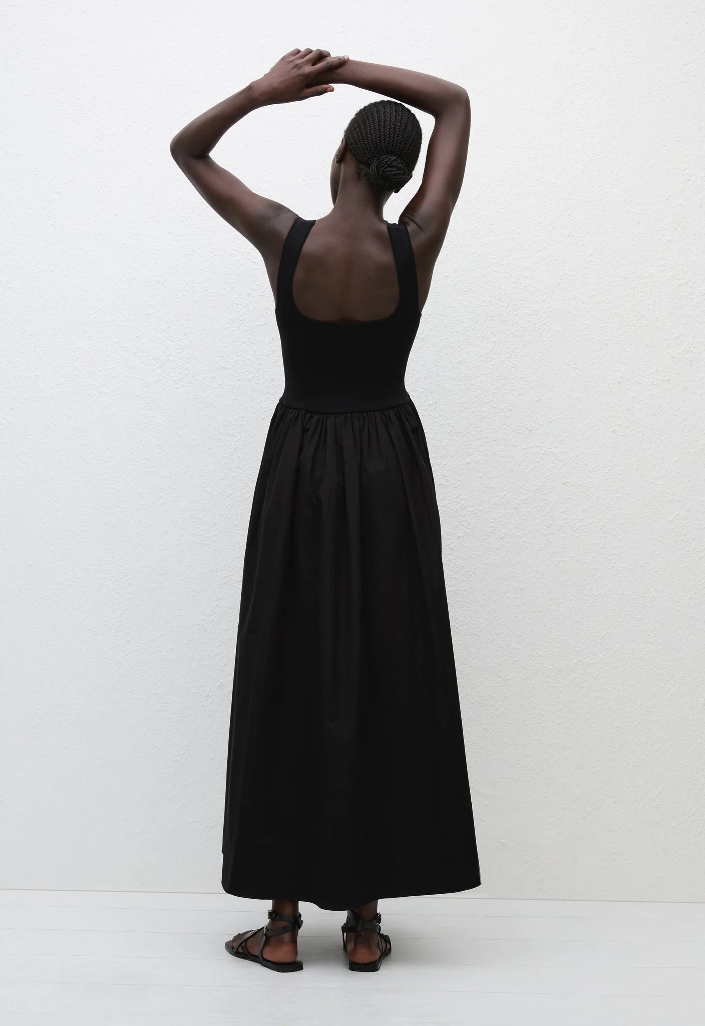 Knit and Cotton Dress in Black