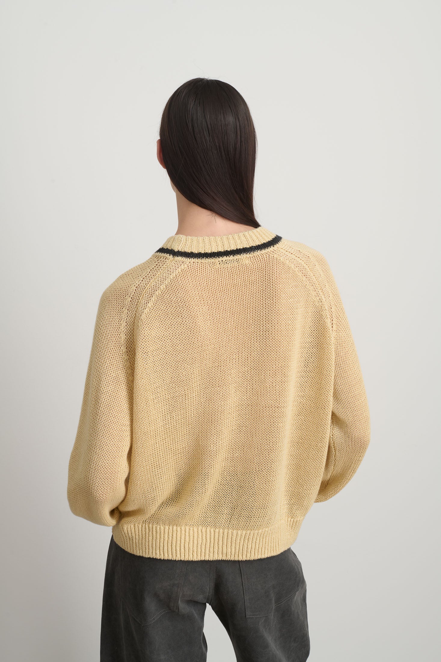 Lind Ringer Crewneck in Wheat/Black