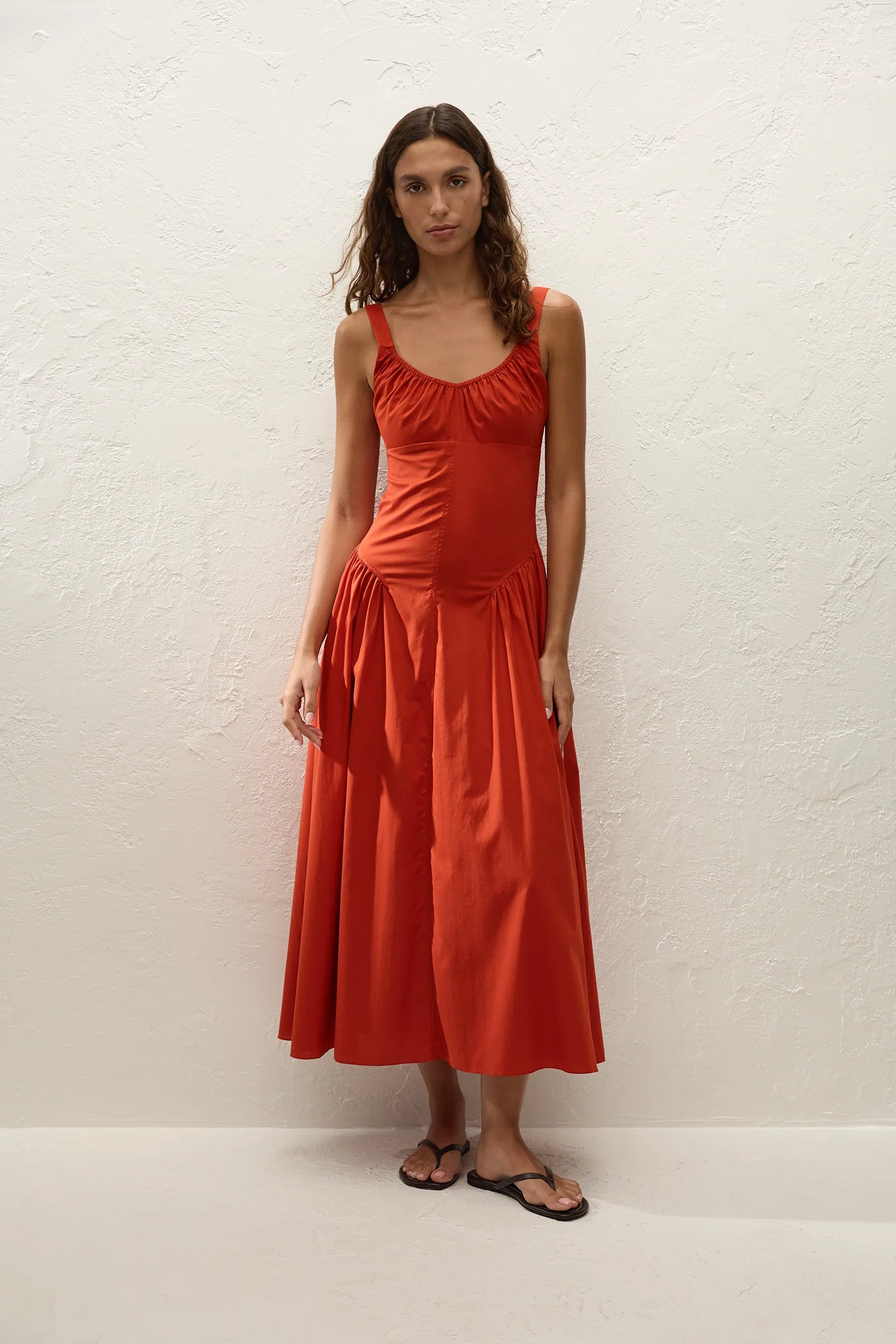 Olas Midi Dress in Dusty Tomato