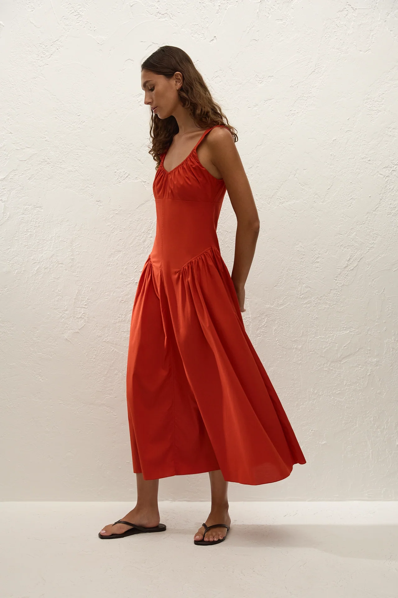 Olas Midi Dress in Dusty Tomato