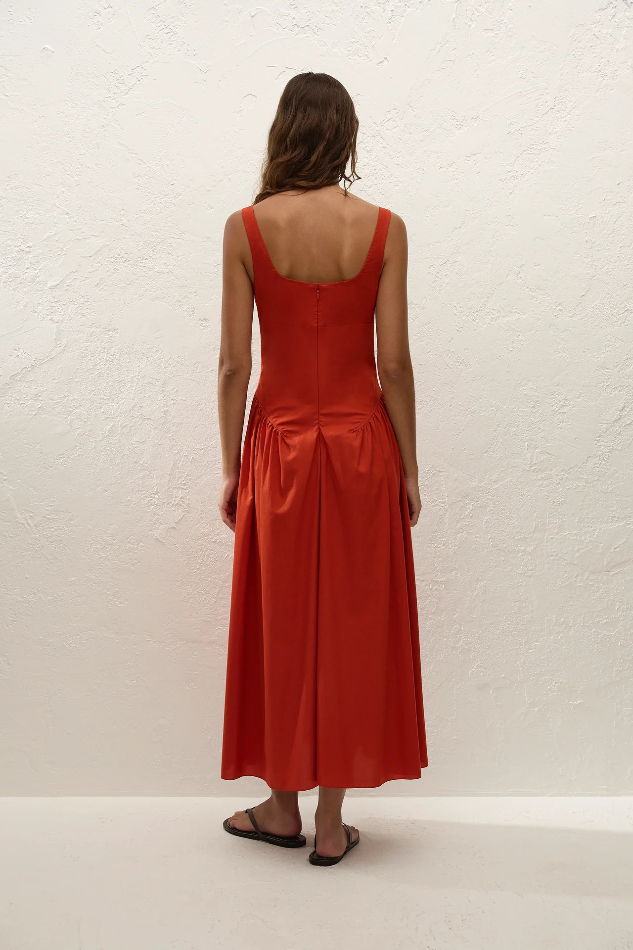 Olas Midi Dress in Dusty Tomato
