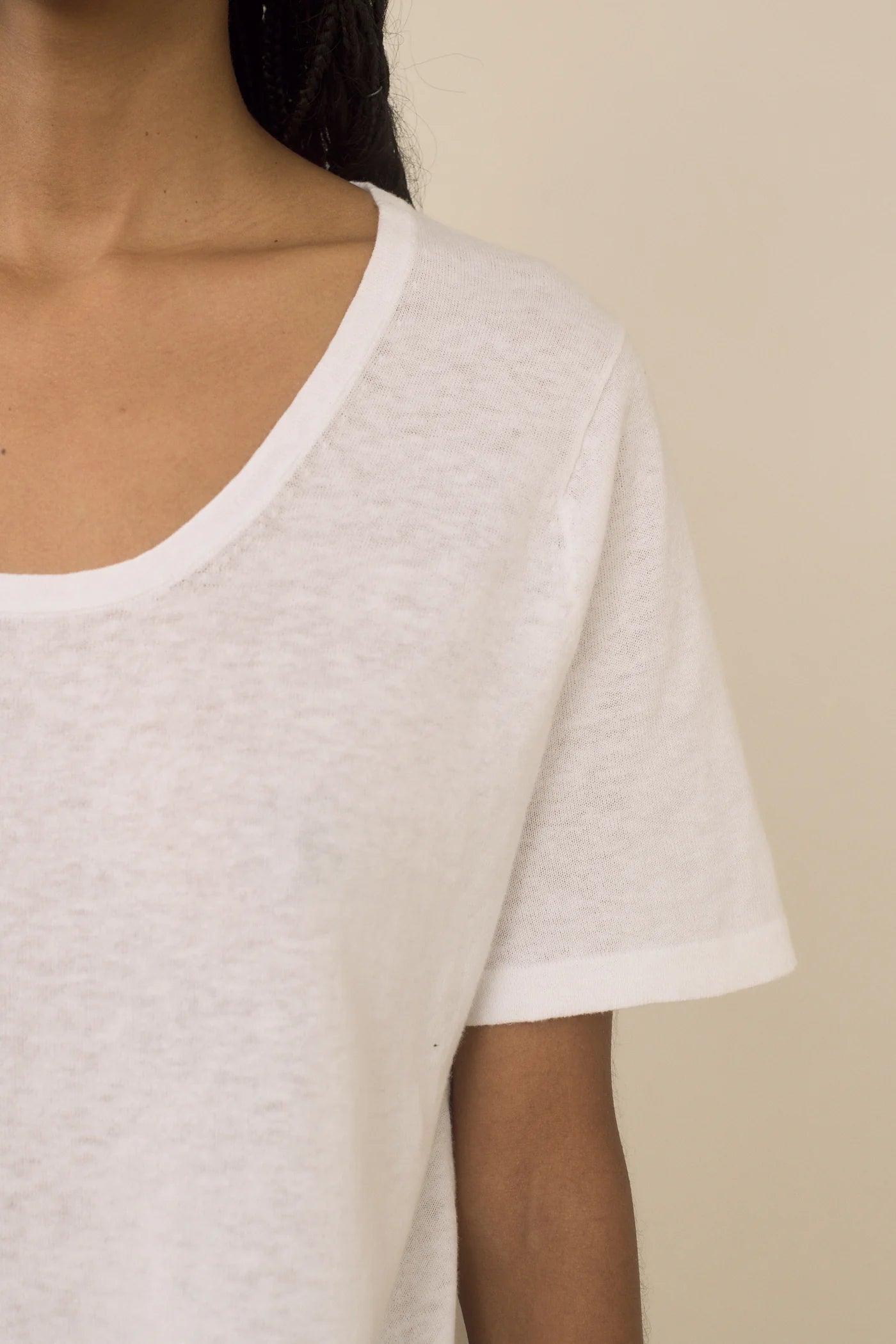 Scoop Neck T- Shirt in White (Last One In Size 1 Available)