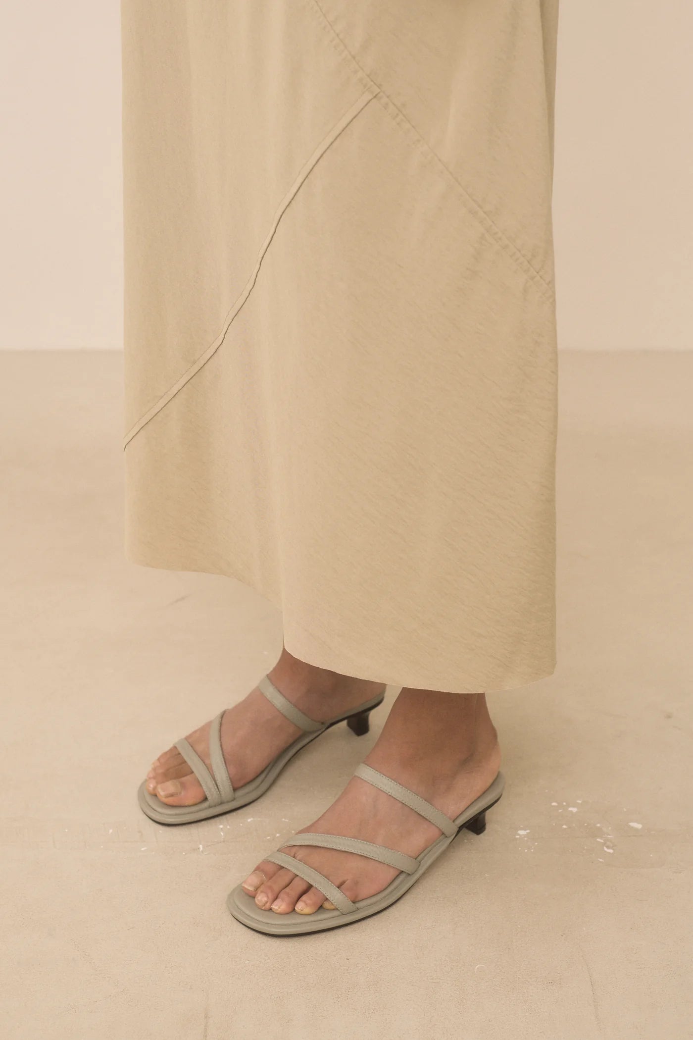 Bias Slip Dress in Khaki