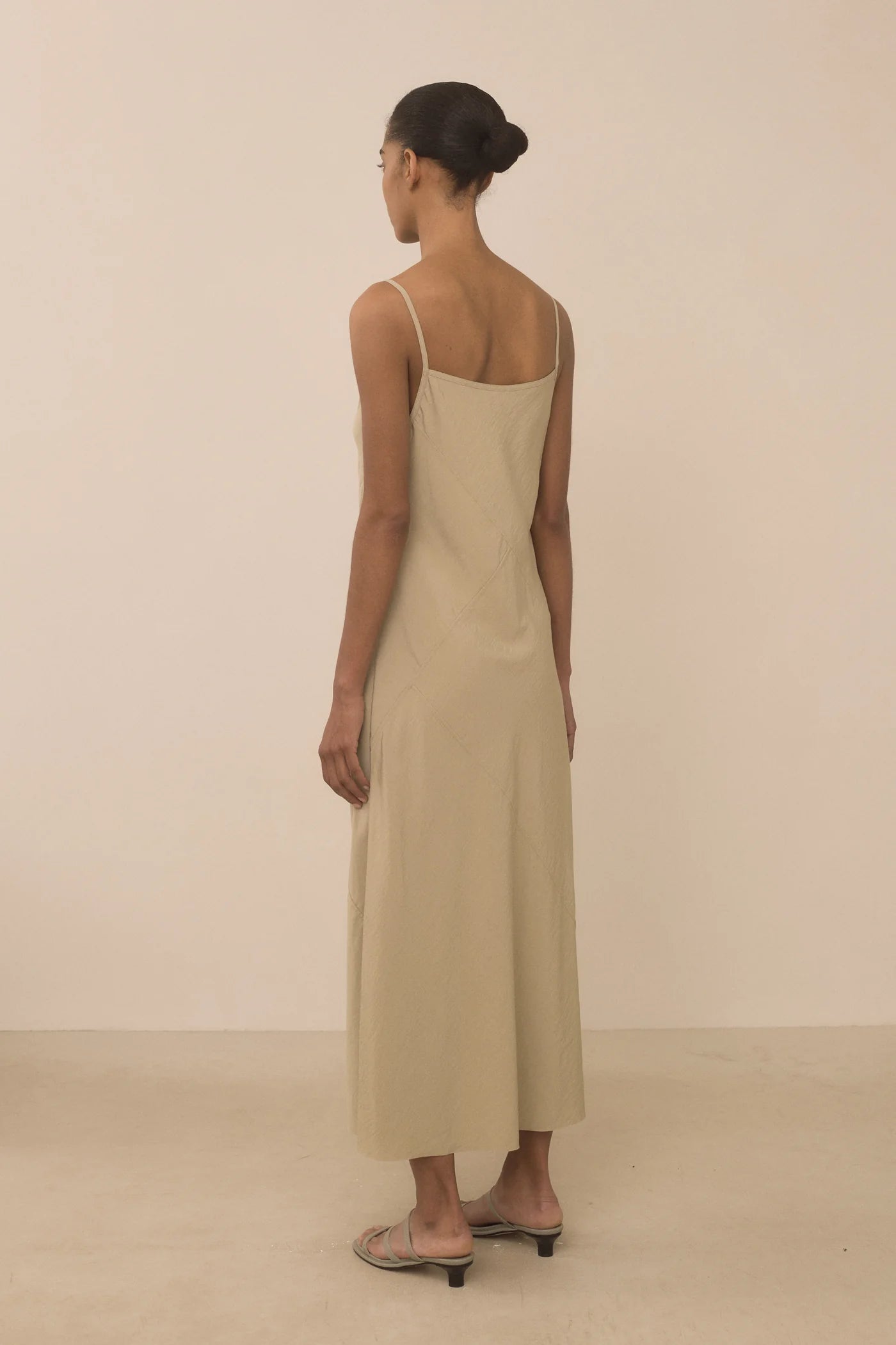 Bias Slip Dress in Khaki
