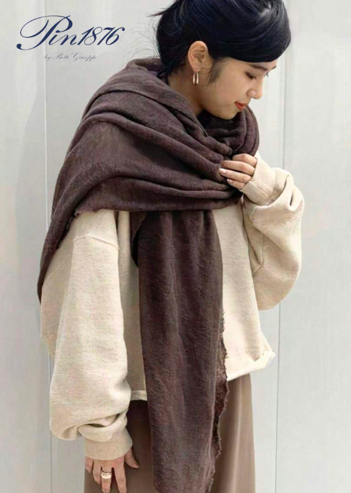 Botto Giuseppe Pin 1876 Cashmere Stole in Mink Heather