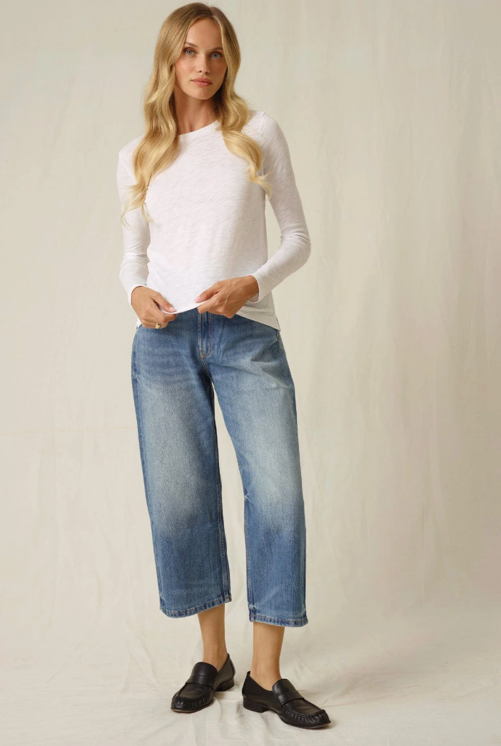 Signature Slub Long Sleeve Tee in White