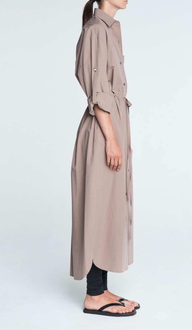 Drawstring Shirt Dress in Mouseback