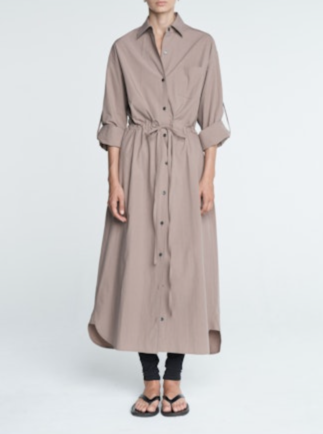Drawstring Shirt Dress in Mouseback