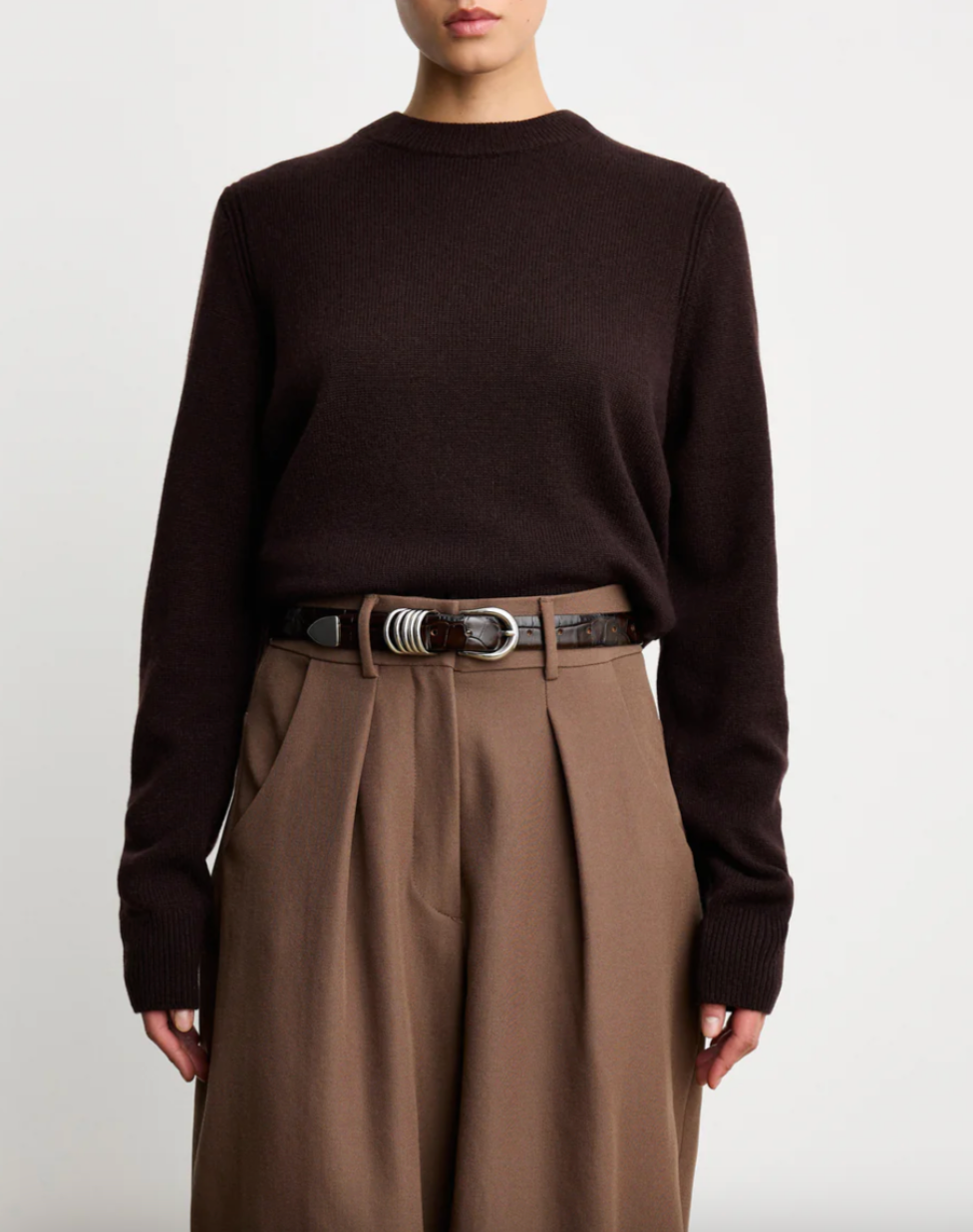Hollyhock Croco Leather Belt in Dark Chocolate