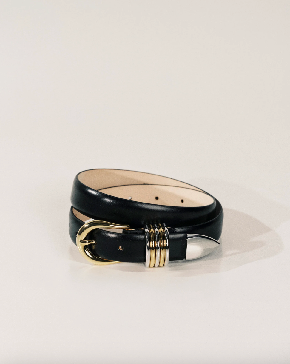 Hollyhock Mixed Metal Belt in Black
