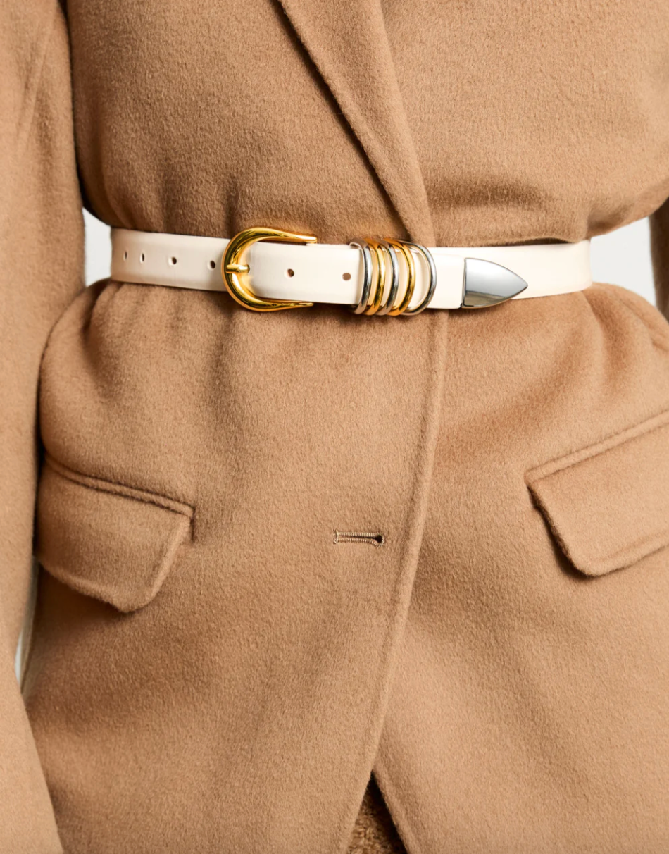 Hollyhock Mixed Metal Belt in Ivory