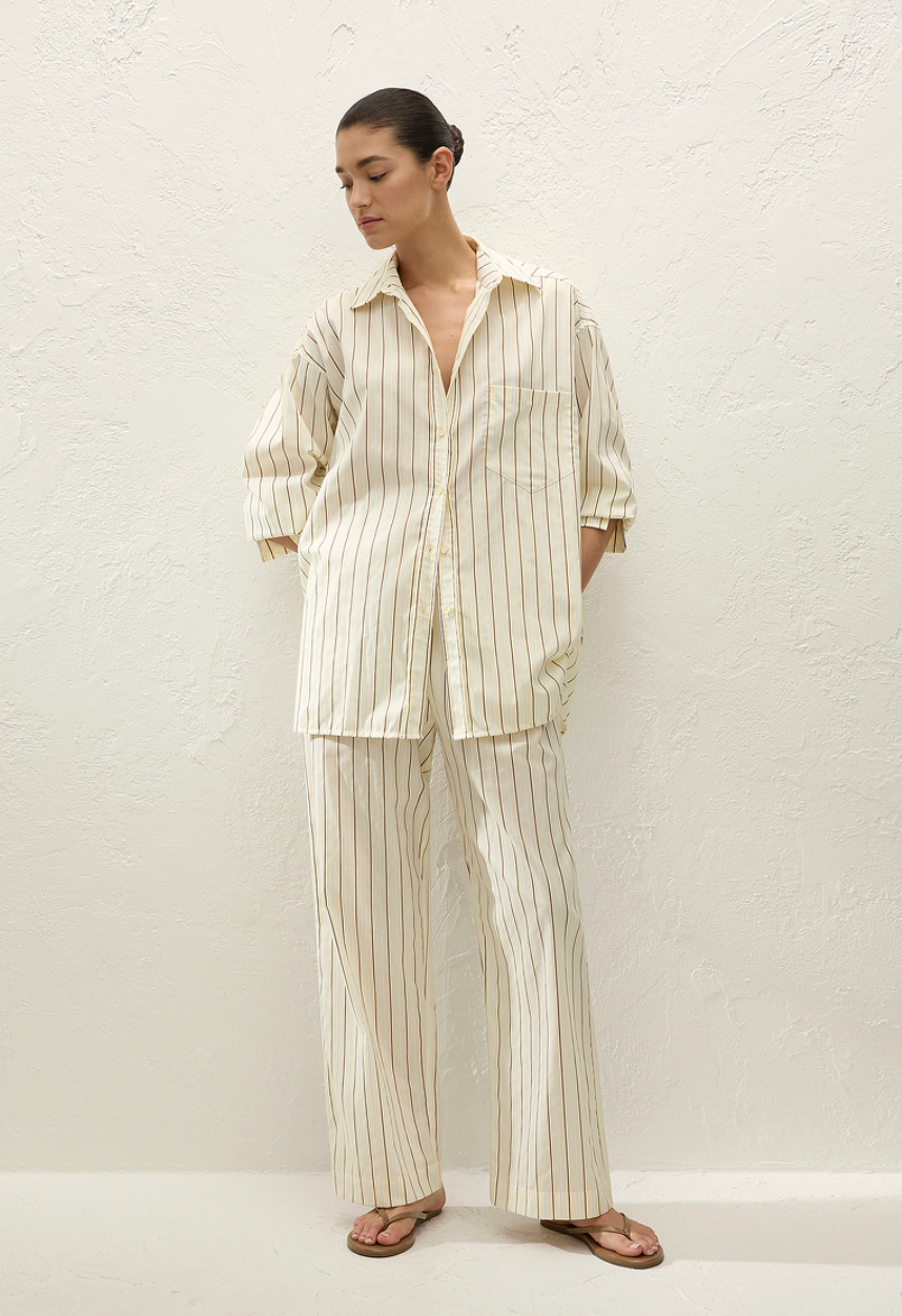 Angelo Shirt in Fiori Stripe Lemon