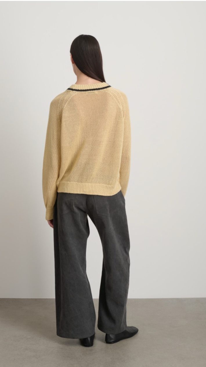 Lind Ringer Crewneck in Wheat/Black