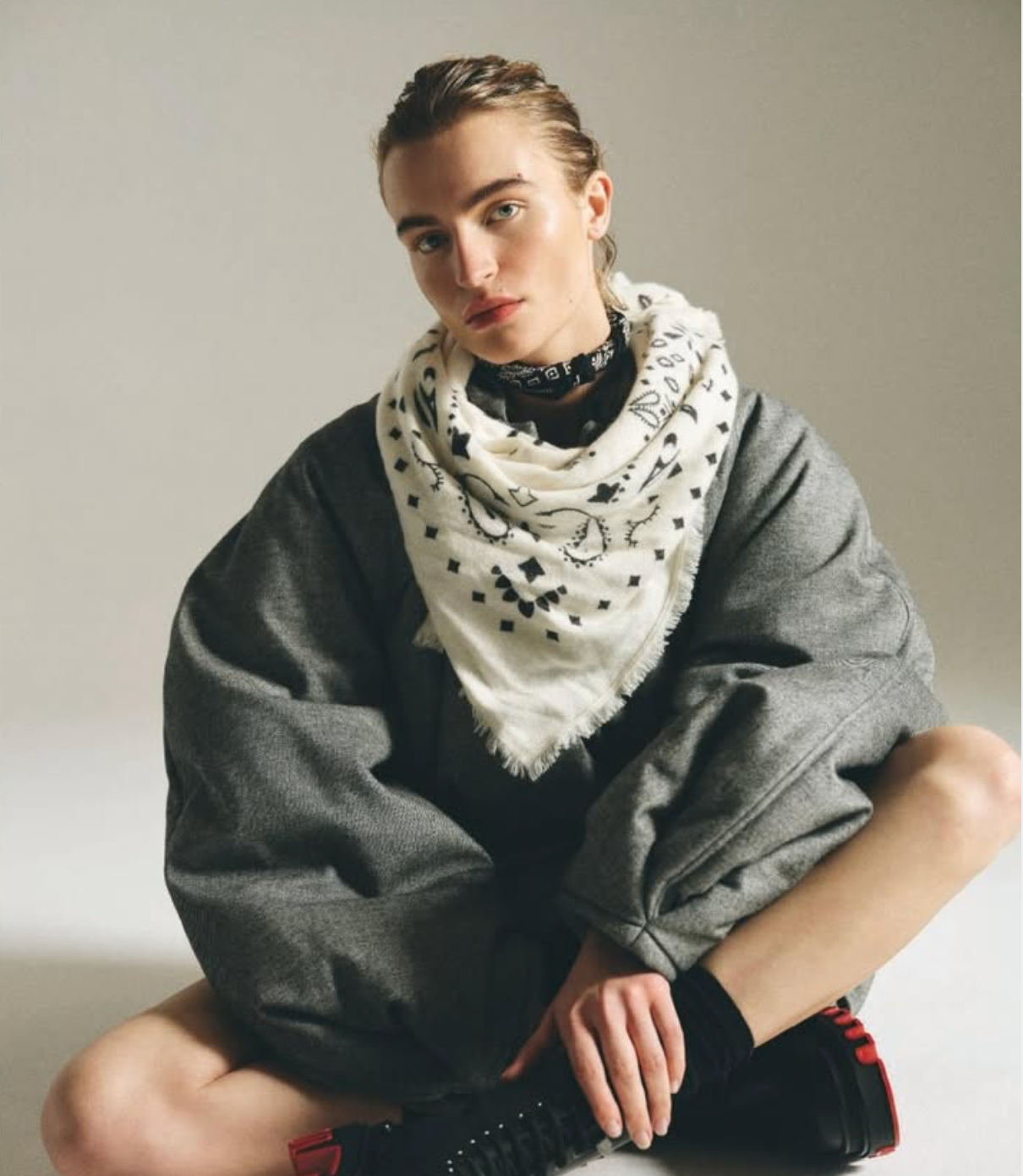 Hachiko Bandana Scarf in White