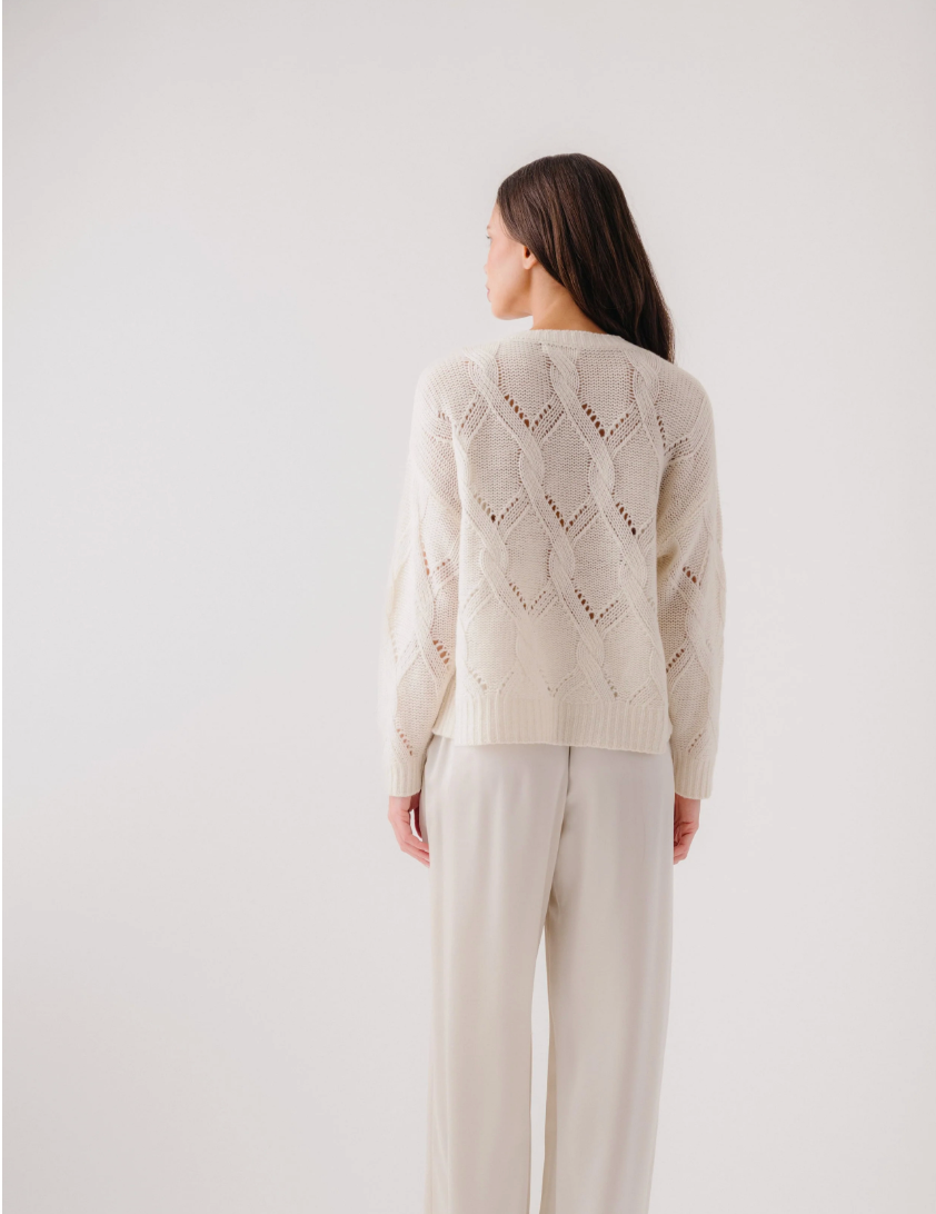 Gia Slouchy Crewneck Sweater in Gardenia
