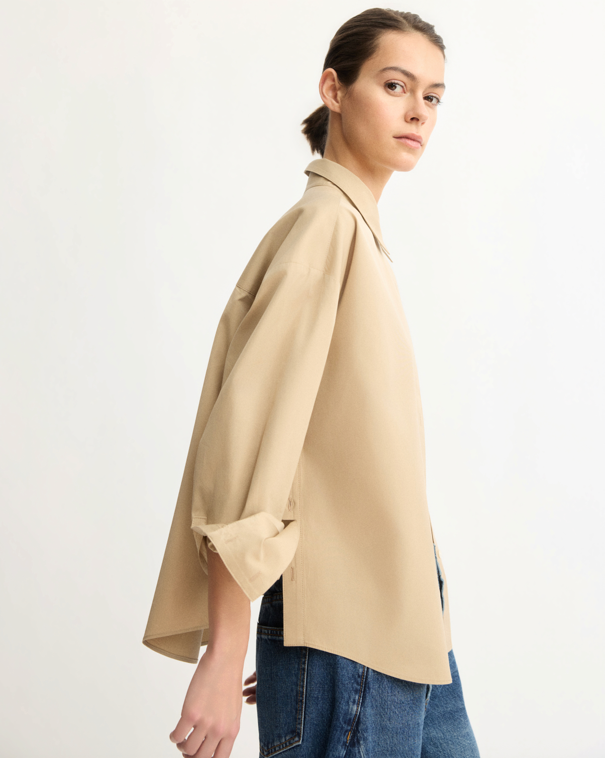 The Watts Side Button Shirt in Khaki