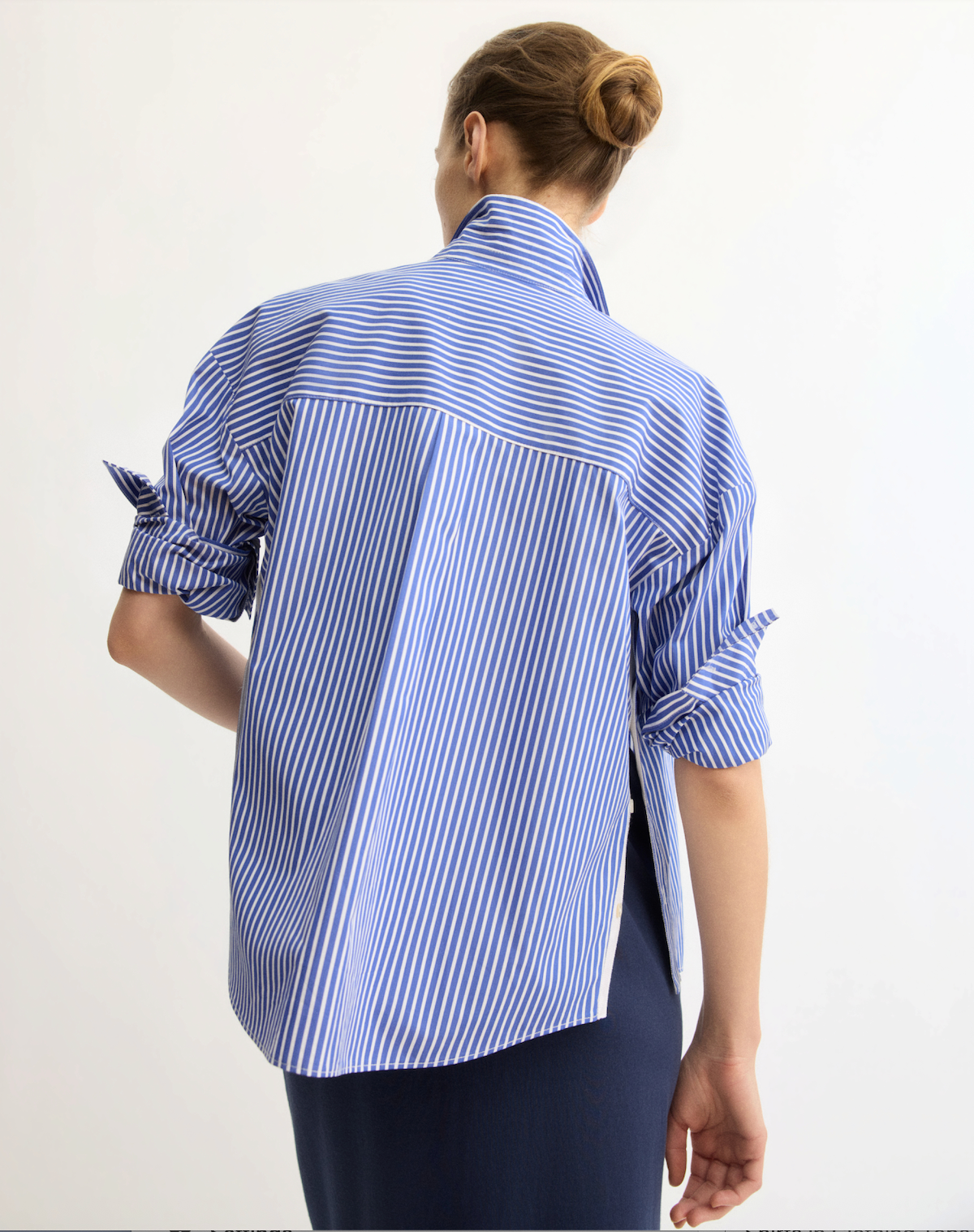 Watts Side Button Shirt in Blue Stripe