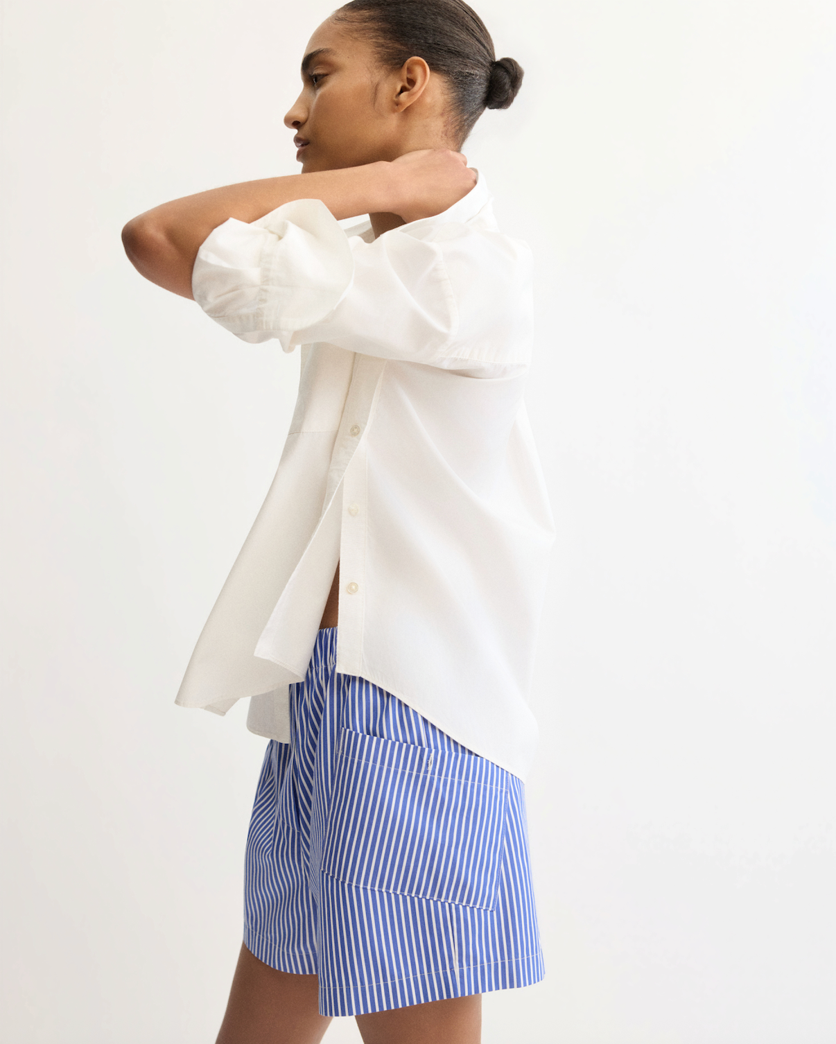 Watts Side Button Shirt in White