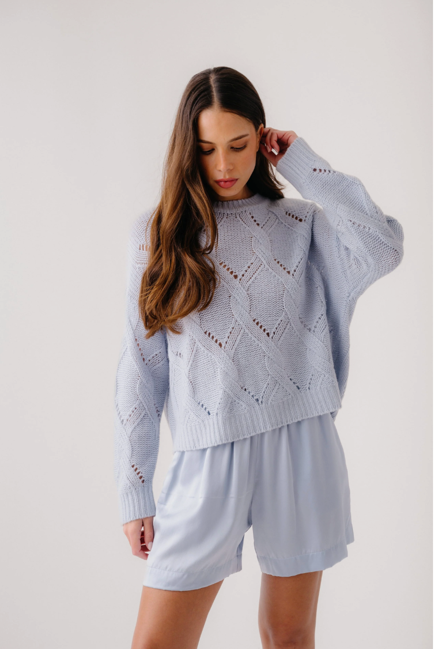 Gia Slouchy Crewneck Sweater in Whisper