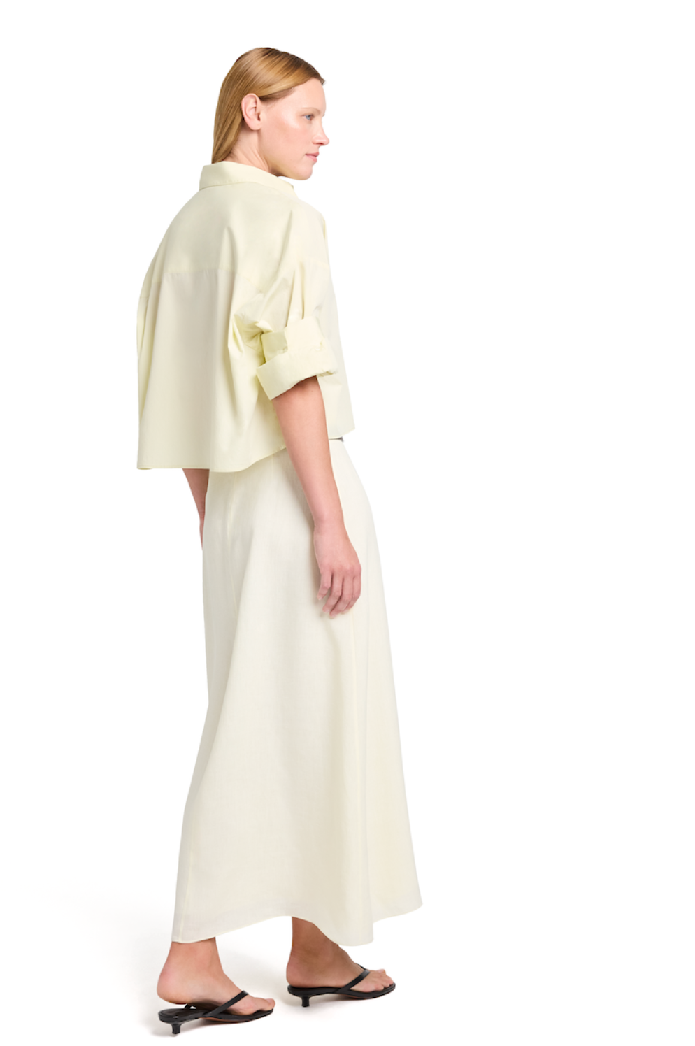 Next Ex Shirt in Fluid Linen Glass Green