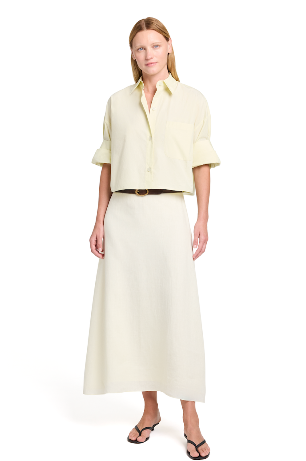 Next Ex Shirt in Fluid Linen Glass Green