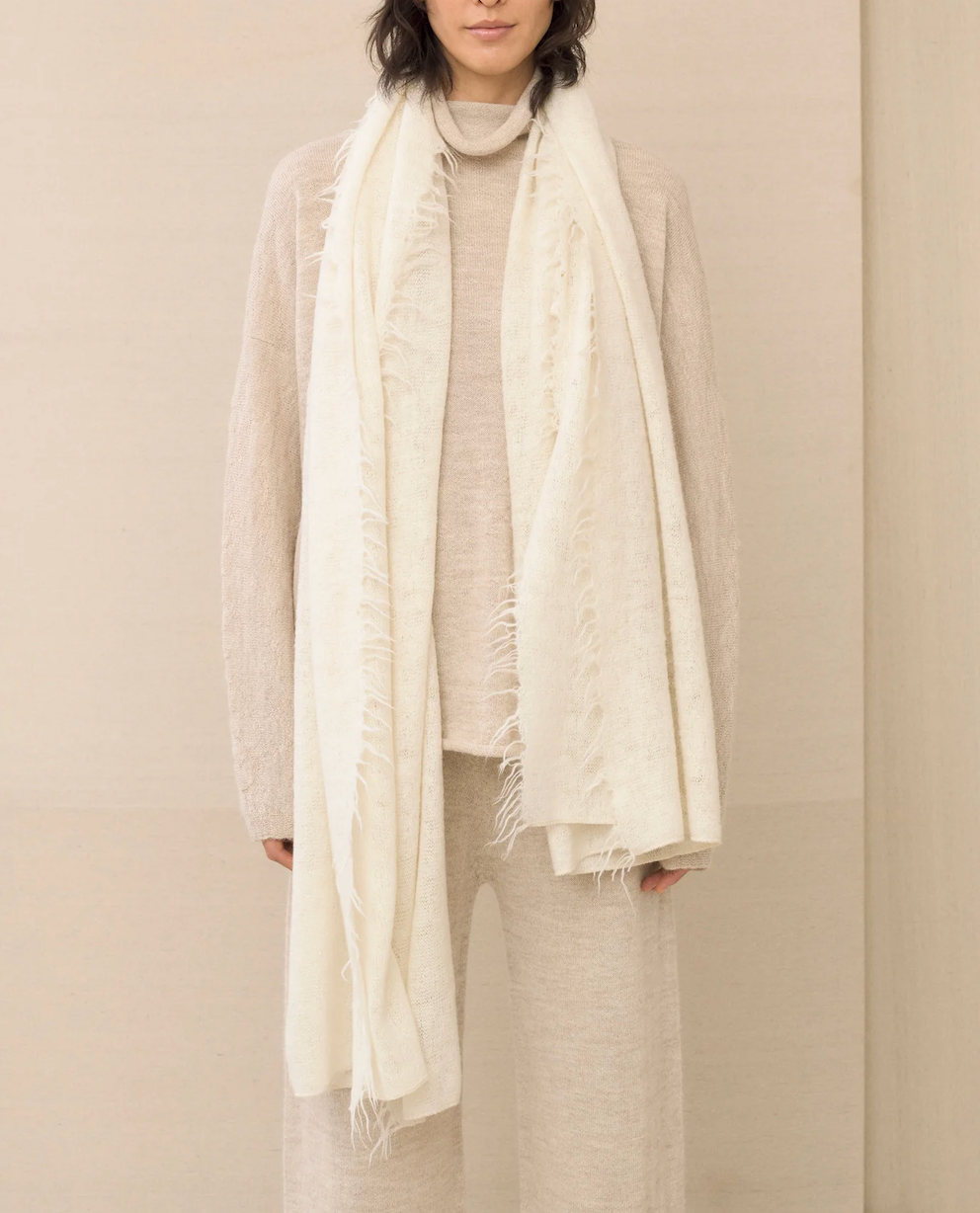 Fringe Scarf in Raw White