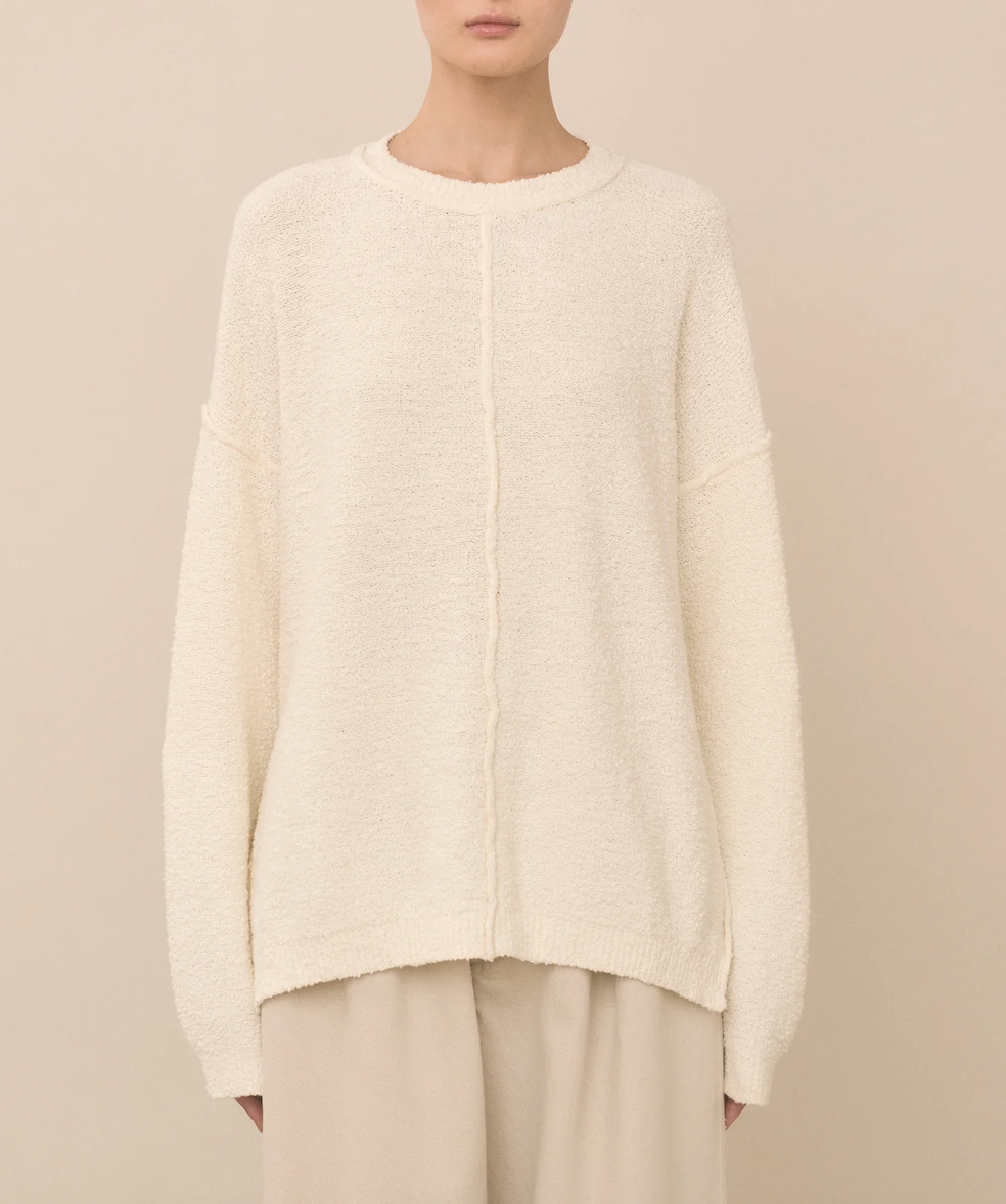 Boucle Crew Neck in White