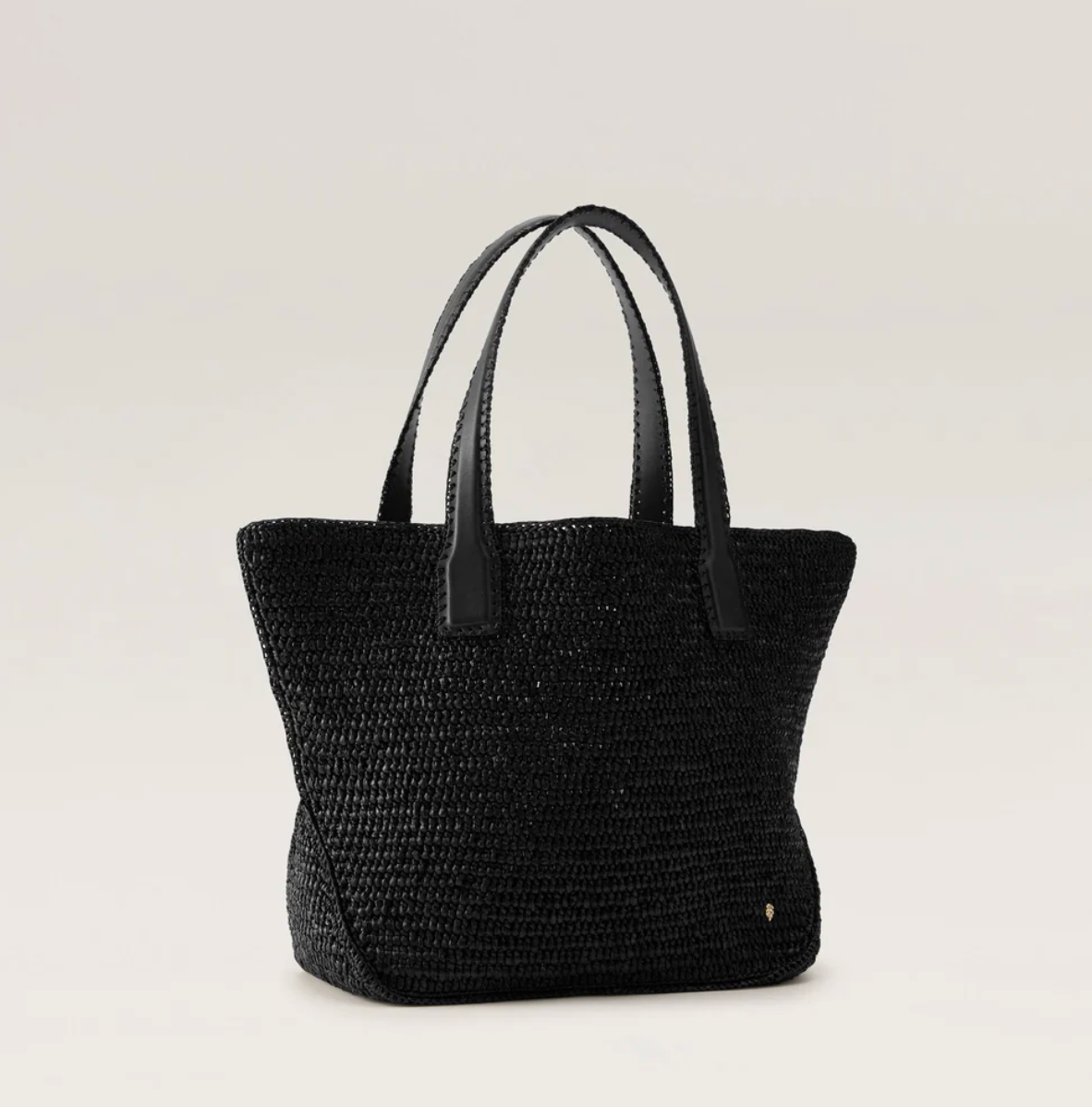 Liyoni Raffia Crochet Tote in Charcoal/Black