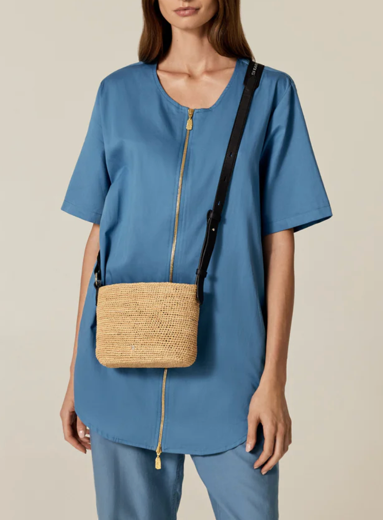 Nalin Raffia Crochet Crossbody in Natural