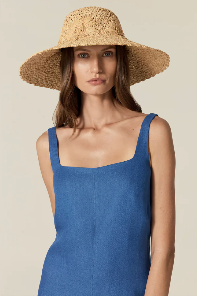 Nadia Raffia Crochet Sun Hat in Natural