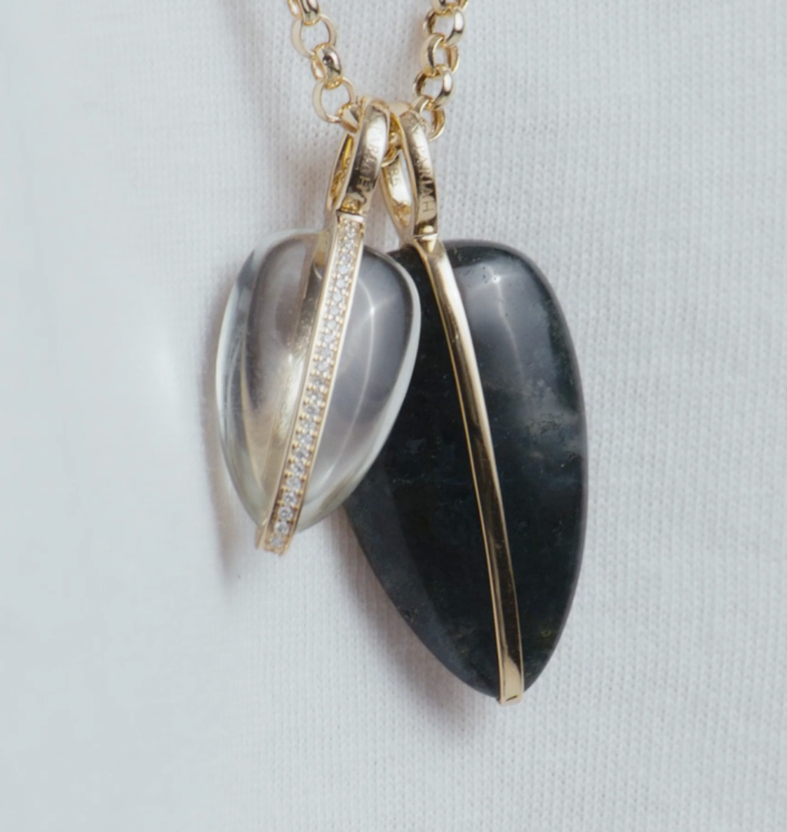 Large Pebble Pendant in Moss Agate