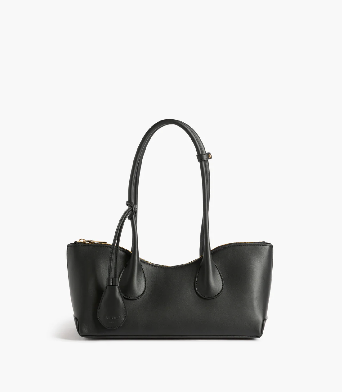 Gaia Ornament Shoulder Bag in Black Leather