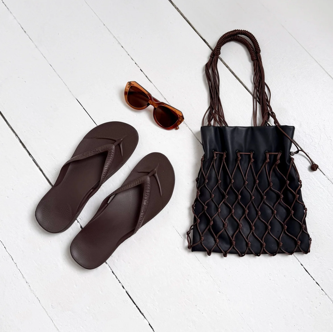 Arch Support Flip Flops in Brown