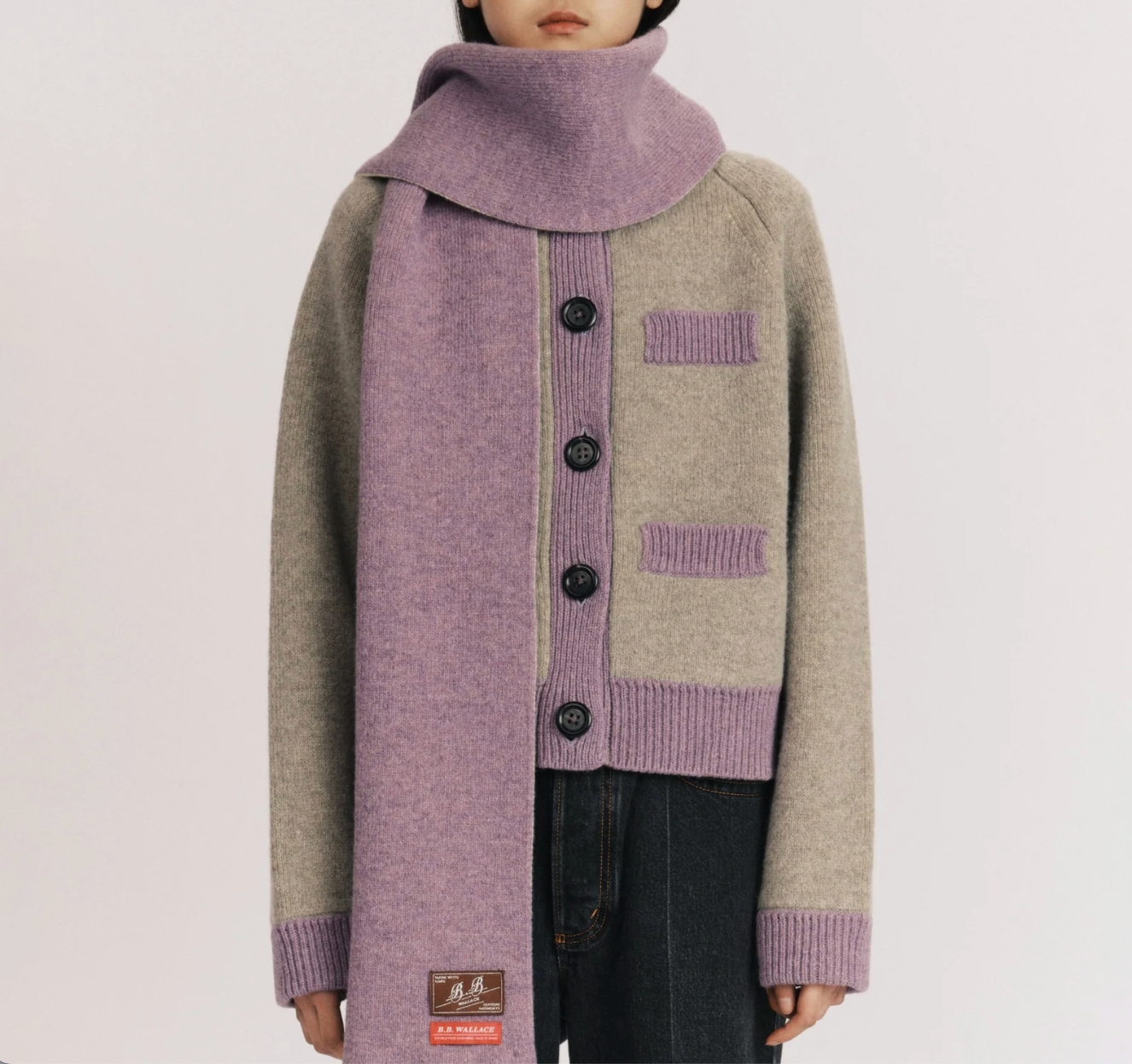 Frida Cardigan in Flannel Sand/Lilac