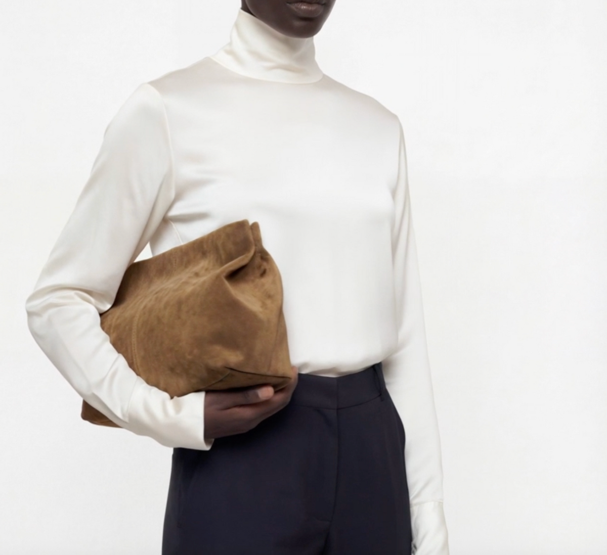 Clay Clutch in Wet Sand Suede