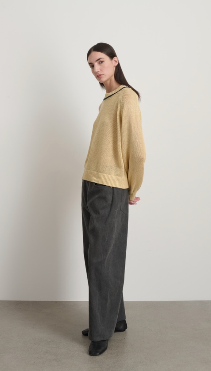 Lind Ringer Crewneck in Wheat/Black