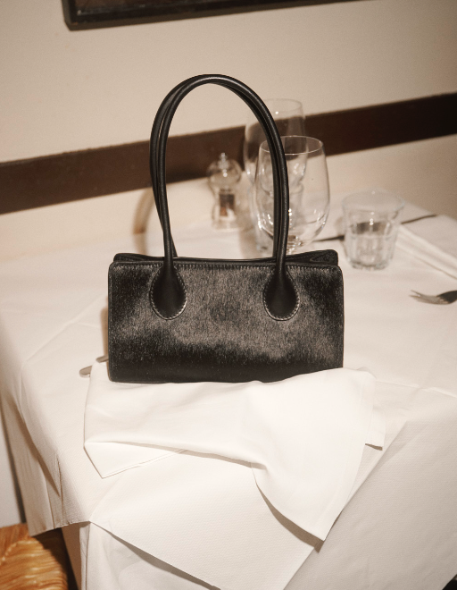 The Lou Bag in Black Calf Hair