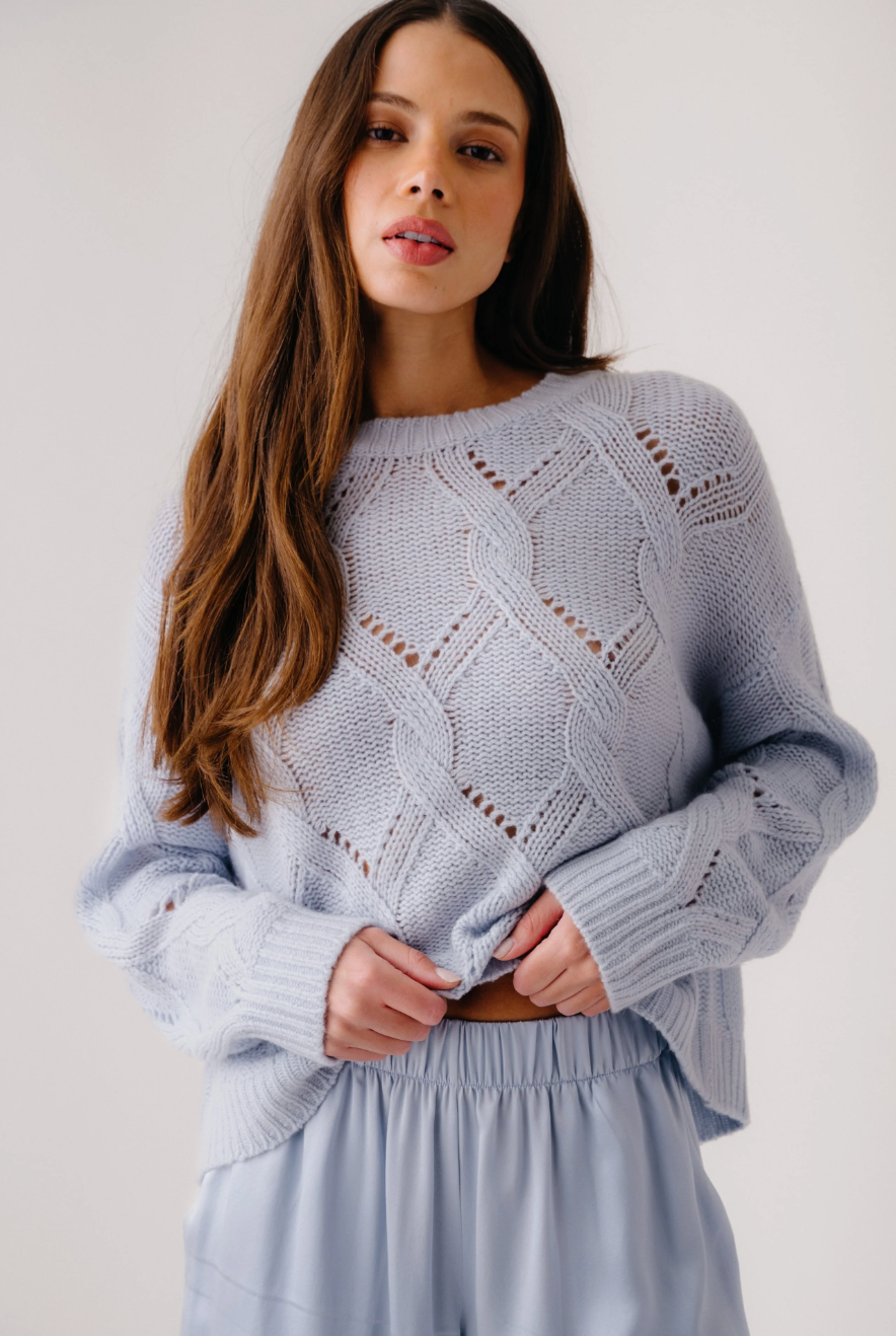 Gia Slouchy Crewneck Sweater in Whisper