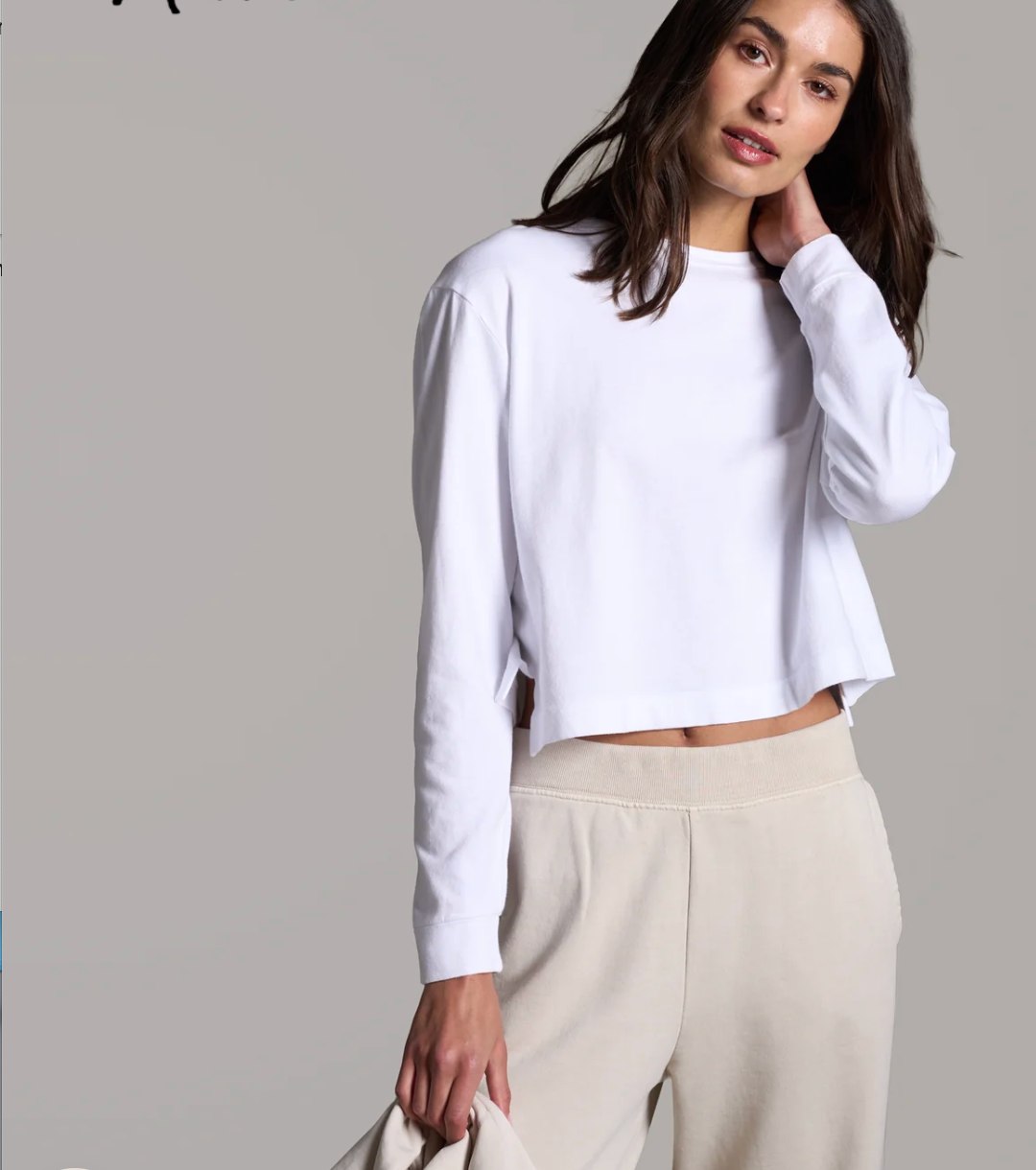 Raegen Long Sleeve Boyfriend T-Shirt in White