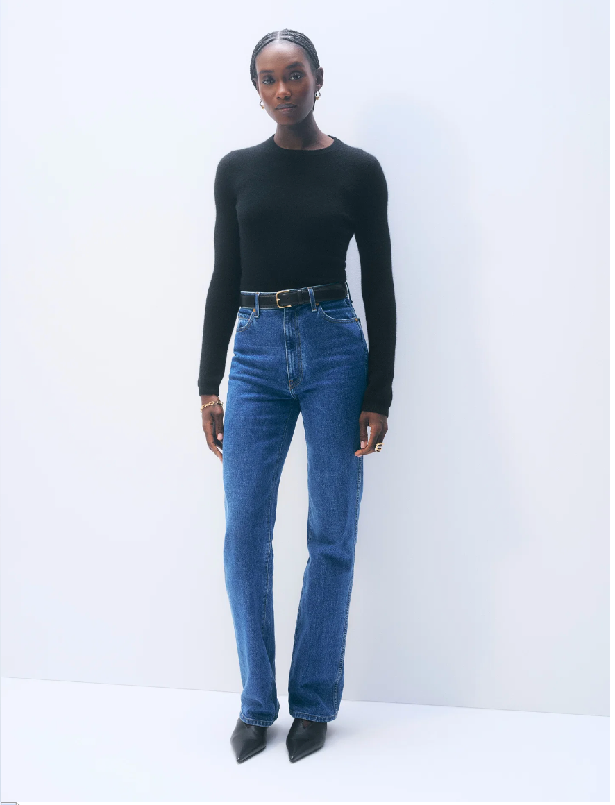 Cashmere Fitted Crewneck in Black