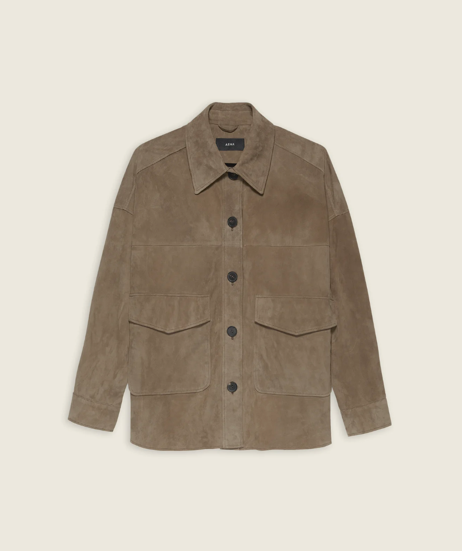 KAYLEE | Lamb Suede Jacket in Mud Brown