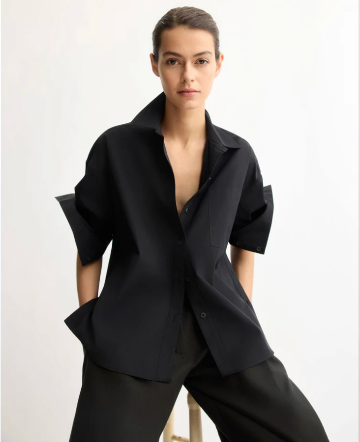 Watts Side Button Shirt in Black