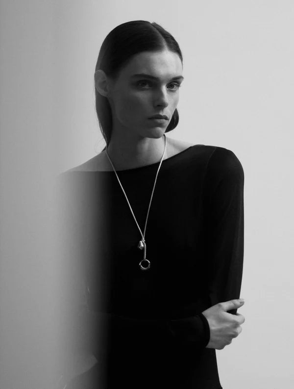Rae Pendant in Sterling Silver, Black Suede Cord - Pre-Order: Delivery Early November